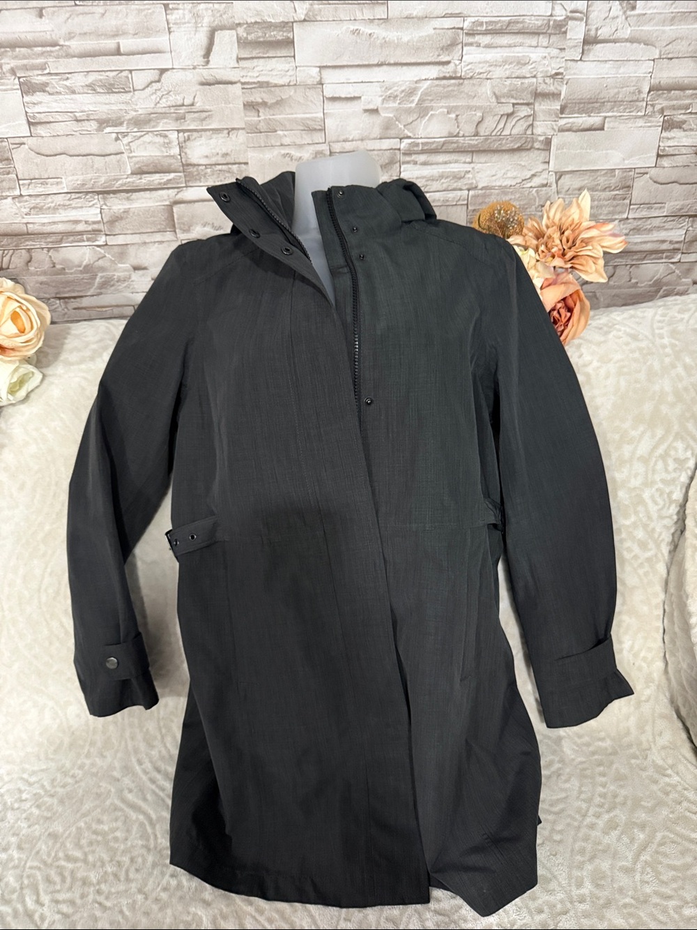 Kirklands Black Hooded Trench Coat